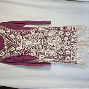Umgee Ivory Crochet Open Vest/ Duster In Size Large